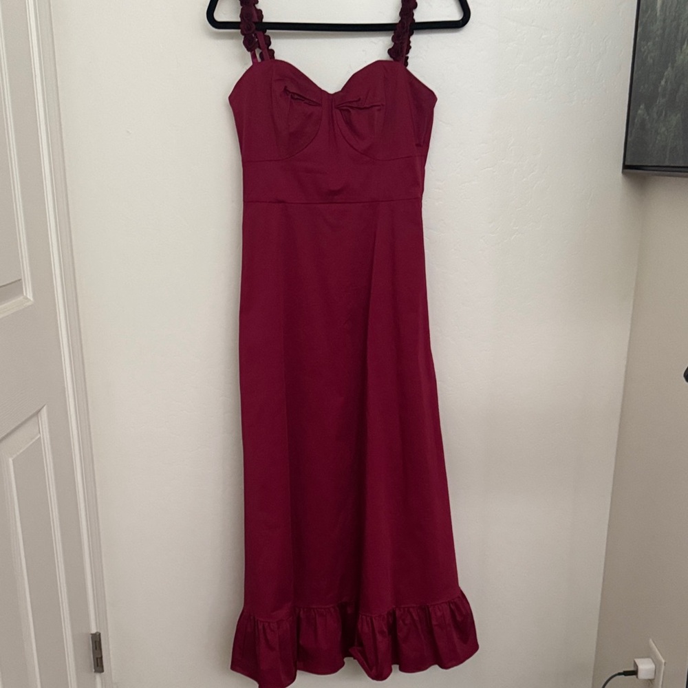 Anthropologie Deep Red Midi Dress - Picture 5 of 10